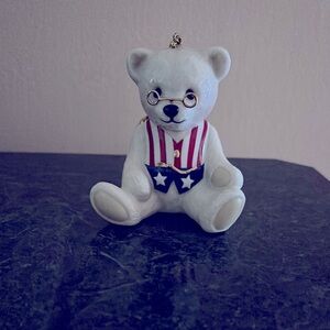 Patriotic Bear Ornament with Glasses